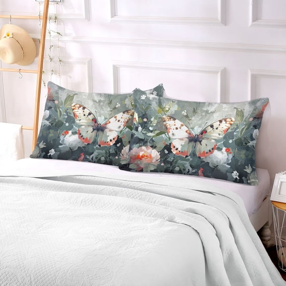 Pillow Case Plush Pillow Butterfly on Floral Case standard size/King size/Queen size Bed Pillow Pillowcases