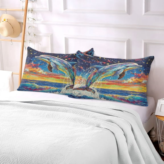 Pillow Case Plush Pillow Celestial Dolphin Dance Case standard size/King size/Queen size Bed Pillow Pillowcases