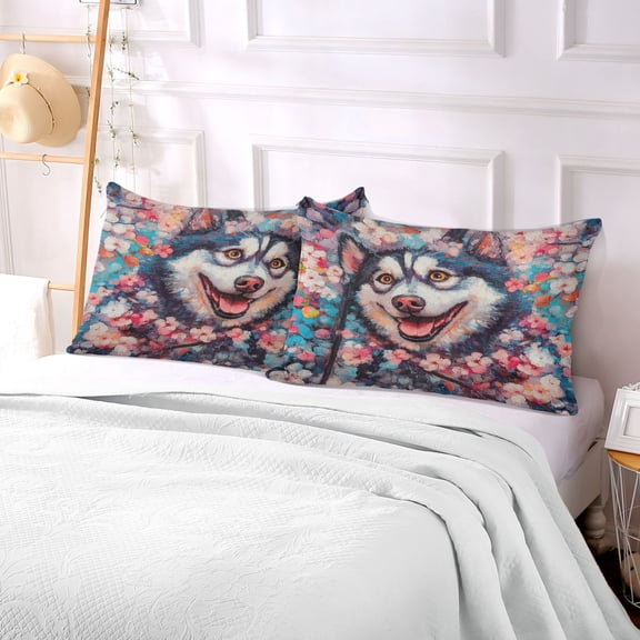 Pillow Case Plush Pillow Cheerful Canine Case standard size/King size/Queen size Bed Pillow Pillowcases