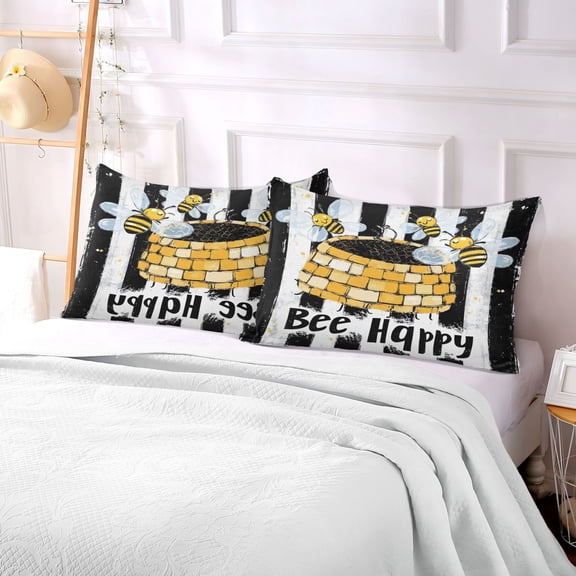 Pillow Case Plush Pillow Cute Bee Pattern Case standard size/King size/Queen size Bed Pillow Pillowcases