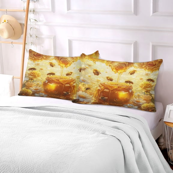 Pillow Case Plush Pillow Cute Bee Take Honey Case standard size/King size/Queen size Bed Pillow Pillowcases