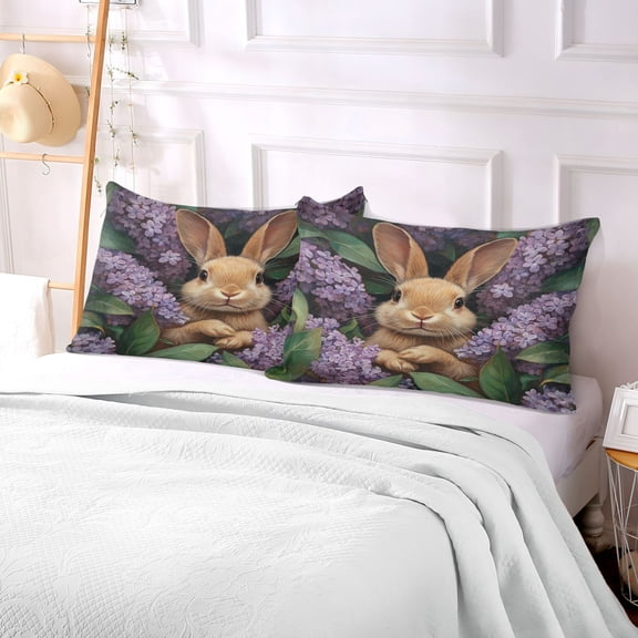 Pillow Case Plush Pillow Cute Rabbit Hide in The Foral Case standard size/King size/Queen size Bed Pillow Pillowcases