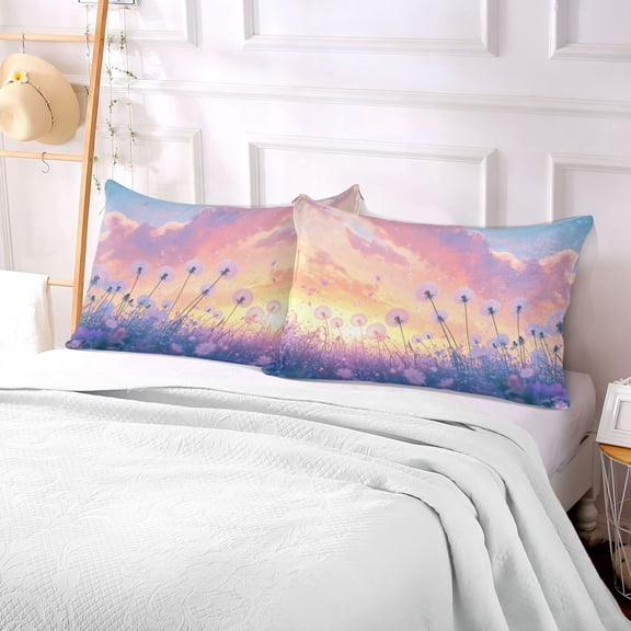 Pillow Case Plush Pillow Dandelions in Colorful Field Case standard size/King size/Queen size Bed Pillow Pillowcases