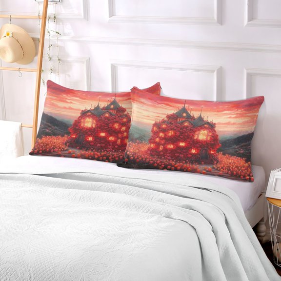 Pillow Case Plush Pillow Enchanted Castle with Candles Case standard size/King size/Queen size Bed Pillow Pillowcases