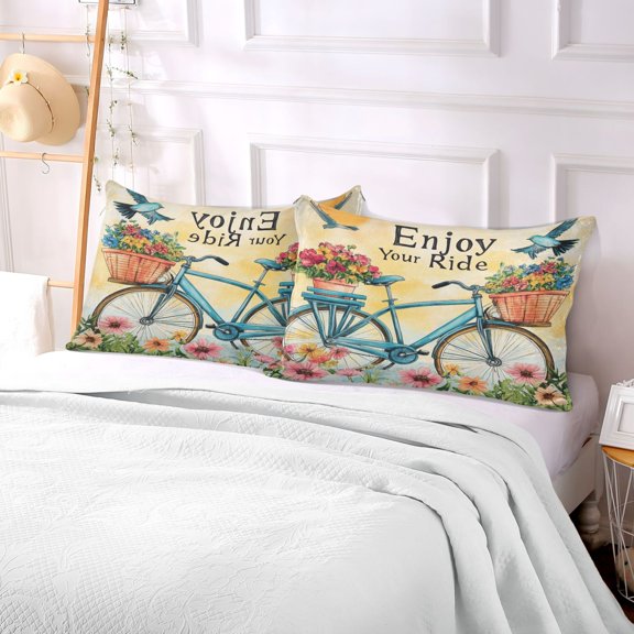 Pillow Case Plush Pillow Enjoy Your Bicycle Case standard size/King size/Queen size Bed Pillow Pillowcases