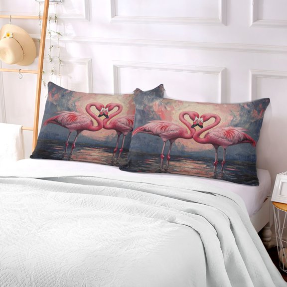 Pillow Case Plush Pillow Flamingos Fall in Love Pattern Case standard size/King size/Queen size Bed Pillow Pillowcases