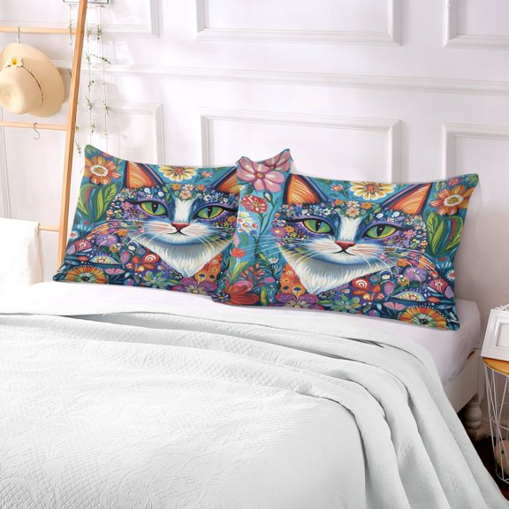 Pillow Case Plush Pillow Flower Crown Feline Case standard size/King size/Queen size Bed Pillow Pillowcases