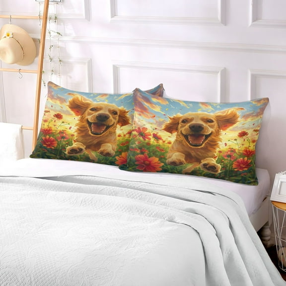 Pillow Case Plush Pillow Golden Sunshine Running Free Case standard size/King size/Queen size Bed Pillow Pillowcases