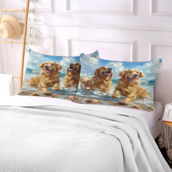 Pillow Case Plush Pillow Golden Waves Of Joy Case standard size/King size/Queen size Bed Pillow Pillowcases