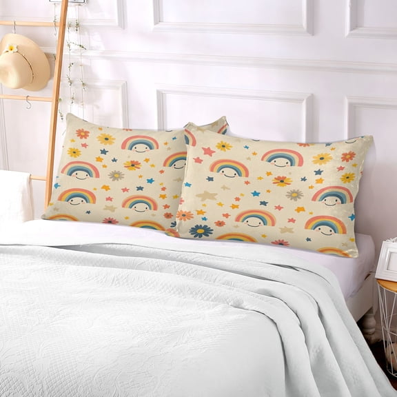 Pillow Case Plush Pillow Joyful Rainbows Case standard size/King size/Queen size Bed Pillow Pillowcases