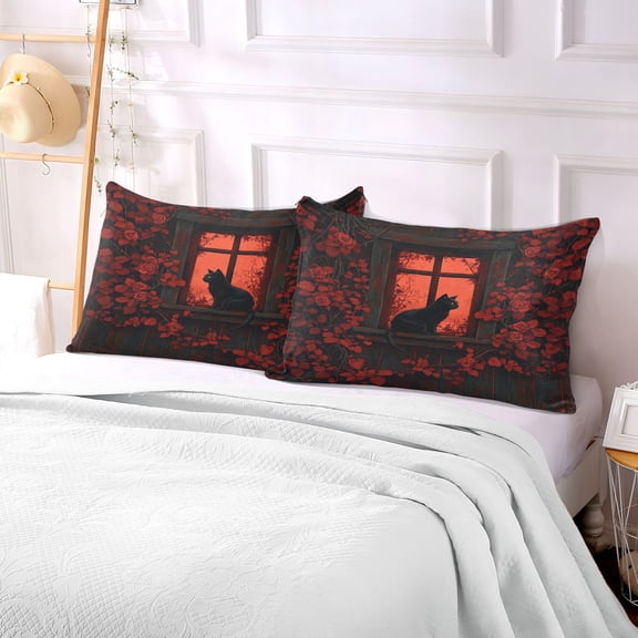 Pillow Case Plush Pillow Lonely Black Cat Case standard size/King size/Queen size Bed Pillow Pillowcases