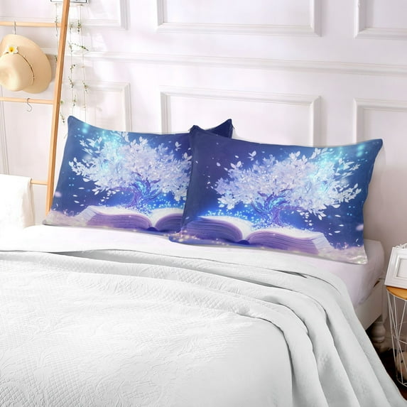Pillow Case Plush Pillow Magical Book White Tree Case standard size/King size/Queen size Bed Pillow Pillowcases