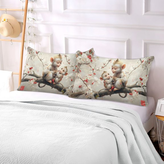 Pillow Case Plush Pillow Monkey Play on Tree Case standard size/King size/Queen size Bed Pillow Pillowcases