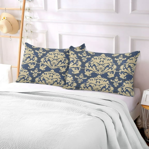 Pillow Case Plush Pillow Navy and Cream Damask Elegance Case standard size/King size/Queen size Bed Pillow Pillowcases