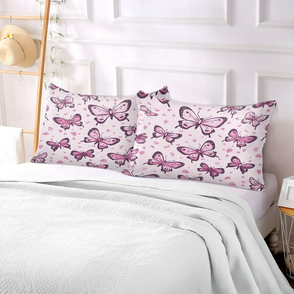 Pillow Case Plush Pillow Pink Butterfly Bliss Case standard size/King size/Queen size Bed Pillow Pillowcases