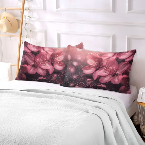 Pillow Case Plush Pillow Pink Glittery Flowers Case standard size/King size/Queen size Bed Pillow Pillowcases