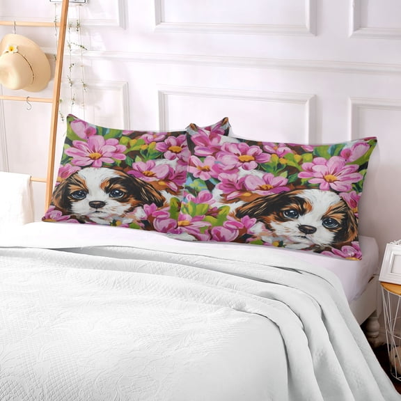 Pillow Case Plush Pillow Puppy in Bloom Case standard size/King size/Queen size Bed Pillow Pillowcases