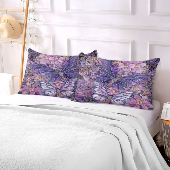 Pillow Case Plush Pillow Purple Butterfly Garden Case standard size/King size/Queen size Bed Pillow Pillowcases