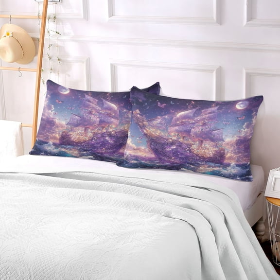Pillow Case Plush Pillow Purple Crystal Boat Case standard size/King size/Queen size Bed Pillow Pillowcases
