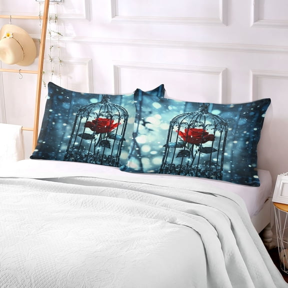 Pillow Case Plush Pillow Red Rose Printing Case standard size/King size/Queen size Bed Pillow Pillowcases