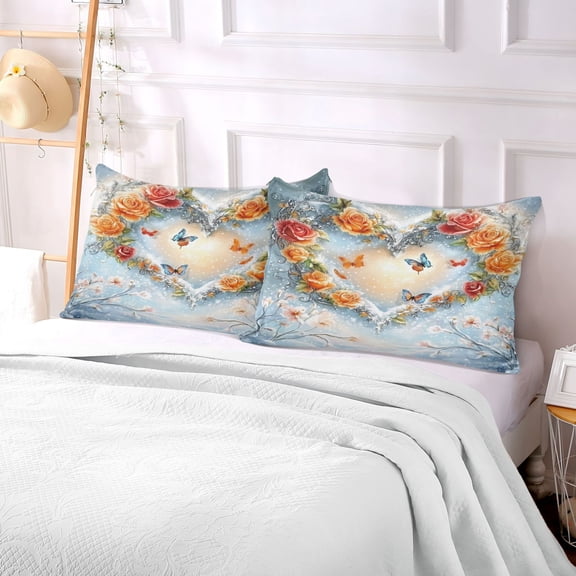 Pillow Case Plush Pillow Rose Heart Painting Case standard size/King size/Queen size Bed Pillow Pillowcases
