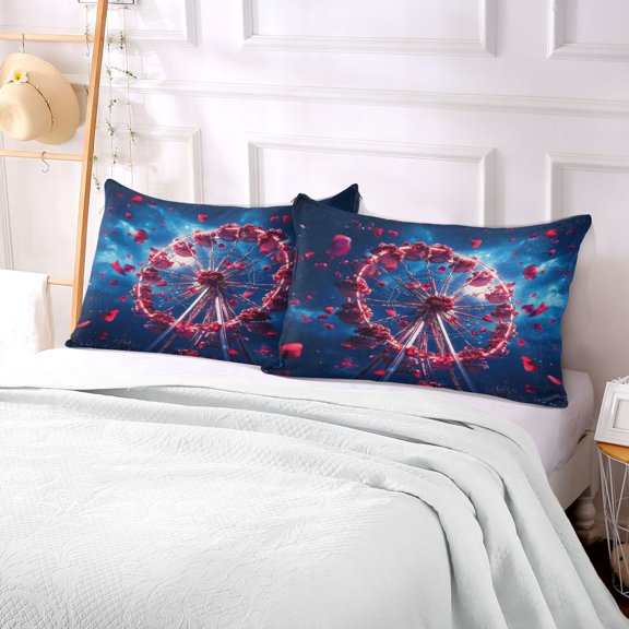Pillow Case Plush Pillow Roses Of Ferris Wheel Painting Case standard size/King size/Queen size Bed Pillow Pillowcases