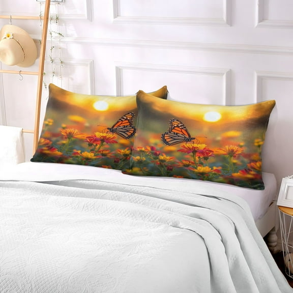 Pillow Case Plush Pillow Sunset Butterfly Bliss Case standard size/King size/Queen size Bed Pillow Pillowcases
