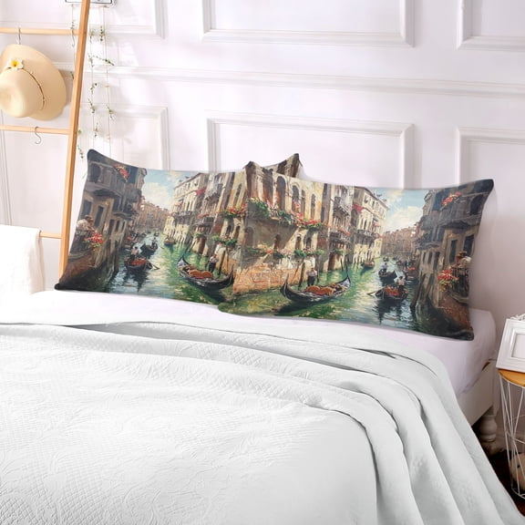 Pillow Case Plush Pillow Venetian Canalwith Green Water Case standard size/King size/Queen size Bed Pillow Pillowcases