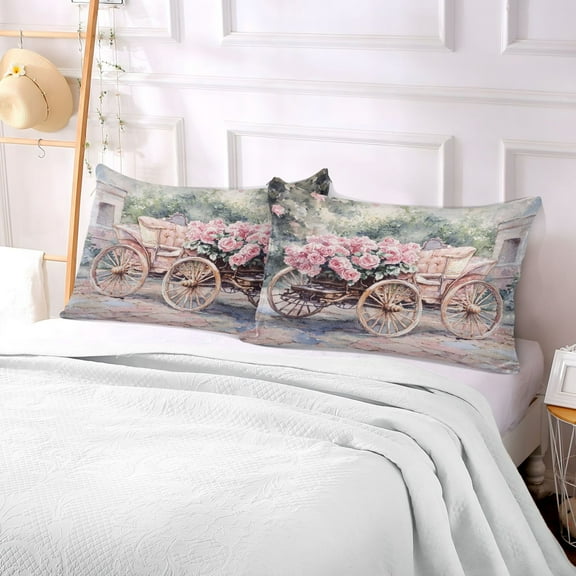 Pillow Case Plush Pillow Victorian Carriage Roses Pattern Case standard size/King size/Queen size Bed Pillow Pillowcases