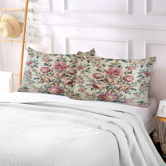 Pillow Case Plush Pillow Vintage Floral Textile in Pastels Case standard size/King size/Queen size Bed Pillow Pillowcases
