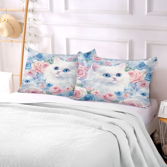Pillow Case Plush Pillow Whimsical Feline Dreams Case standard size/King size/Queen size Bed Pillow Pillowcases