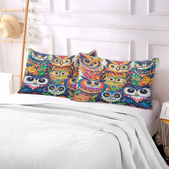 Pillow Case Plush Pillow Whimsical Owl Gathering Case standard size/King size/Queen size Bed Pillow Pillowcases