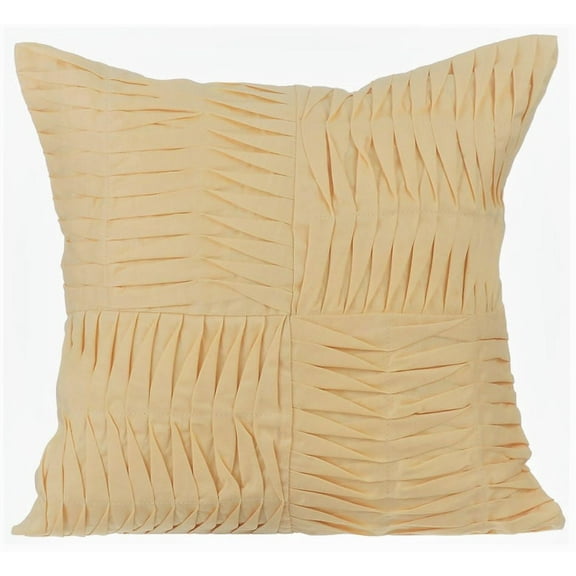 Pillow Case Shams, Pastel Yellow Euro Pillow Shams 26x26 inch (65x65 cm), Linen Euro Sham Covers, Solid Color, Pintucks, Textured, Striped, Contemporary Euro - Yellow Pintuck Block