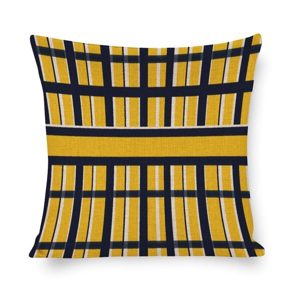 Pillow Case Yellow And Navy Blue Nautical Stripe Printed Pillow Cover Geometric Abstract Sofa Pillows 16"x16" Home Sofa Decor Pillowcase