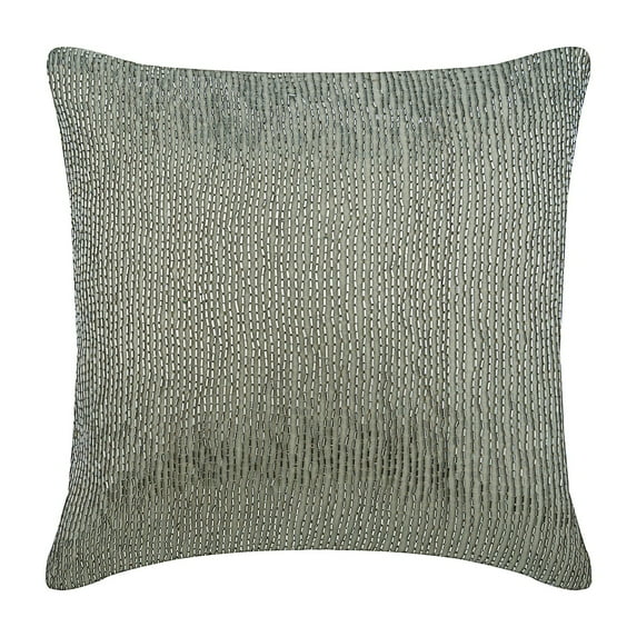 Pillow Case With Zipper, Decorative Pillow Covers 14x14 inch (35x35 cm) Beige, Cotton Throw Pillow Covers, Handmade Pillow Covers, Striped Pillow Covers, Modern - Taupe Silver Rain