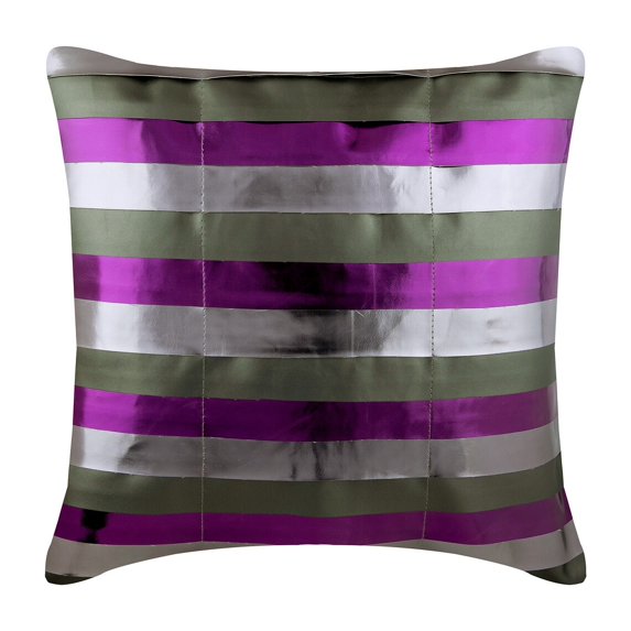 Pillow Case Zipper, Purple Throw Pillow Covers Accent Pillow Couch Sofa Leather Pillow Case 12x12 inch (30x30 cm), Purple Faux Leather Pillow Cover, Modern, Striped - Omg Its Purple