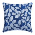 thumbnail image 1 of Pillow Case Zipper, Royal Blue Pillows Cover, Sequins Leaves Garden Pillows Cover, 14x14 inch (35x35 cm) Pillow Covers, Square Silk Pillowcase, Floral - Royal Song, 1 of 5