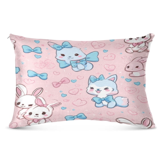 Pillow CaseBunny & Fox Bow - Tied Bliss Pattern Whimsy Case standard size/King size/Queen Size