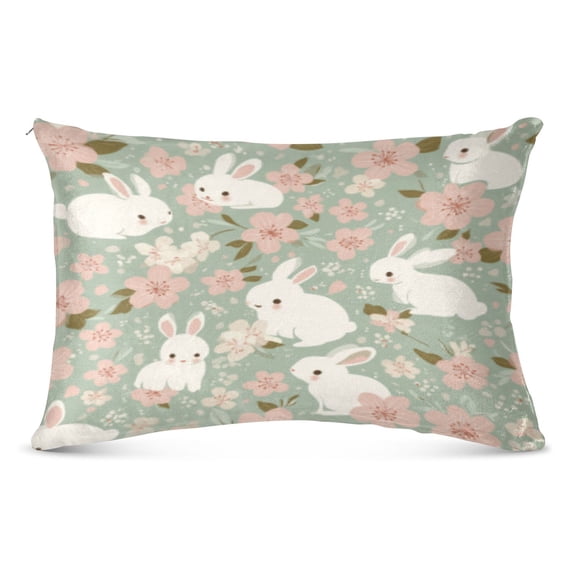 Pillow CaseCherry Blossom Bunny Reverie Pattern Whimsy Case standard size/King size/Queen Size