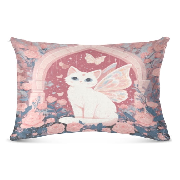 Pillow CaseFairy Cat's Rose Arch Pattern Whimsy Case standard size/King size/Queen Size