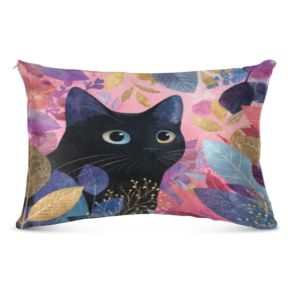 Pillow CaseFloral Black Cat Pattern Whimsy Case standard size/King size/Queen Size