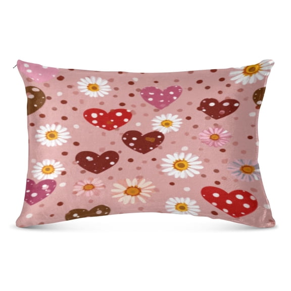 Pillow CasePink Heart - Daisy Fusion Pattern Whimsy Case standard size/King size/Queen Size