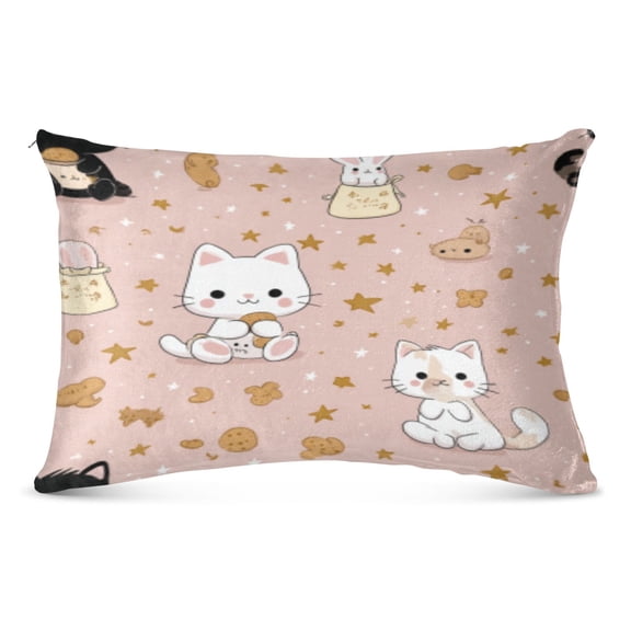 Pillow CasePink Kitty Critter Pattern Whimsy Case standard size/King size/Queen Size