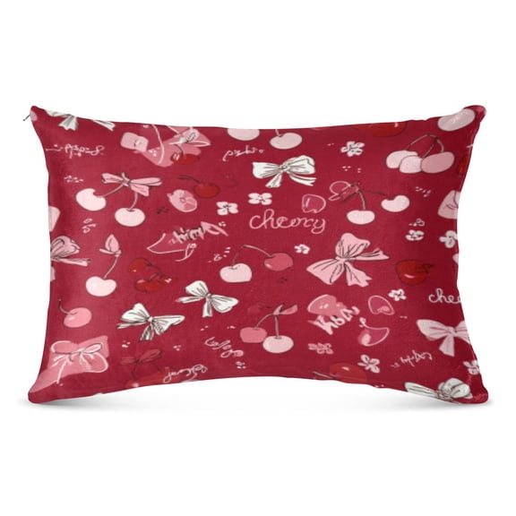 Pillow CaseRed Cherry Bow Charming Delight Pattern Whimsy Case standard size/King size/Queen Size