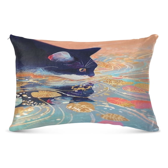 Pillow CaseRiver Cat Pattern Whimsy Case standard size/King size/Queen Size