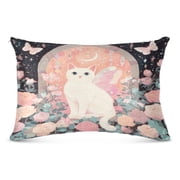 Pillow CaseRose - Filled Fairy Cats Crescent Glow Pattern Whimsy Case standard size/King size/Queen Size