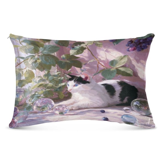 Pillow CaseWhimsical Cat in Berry Pattern Whimsy Case standard size/King size/Queen Size