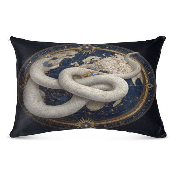 Pillow CaseWhite Snake & Celestial Globe Pattern Whimsy Case standard size/King size/Queen Size
