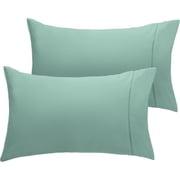 Luxclub Cooling Pillowcases, King, 2 Pack, Satin Trim, Wrinkle Free, Machine Washable, Light Teal