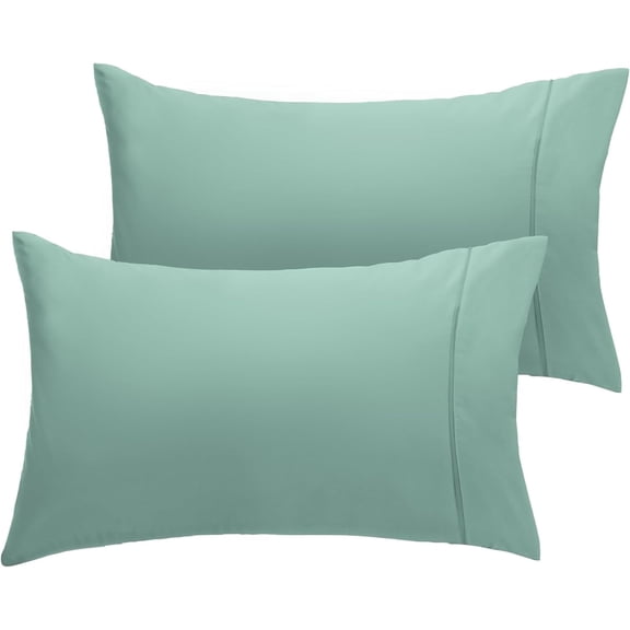 Luxclub Cooling Pillowcases, King, 2 Pack, Satin Trim, Wrinkle Free, Machine Washable, Light Teal